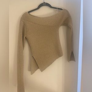 ASTR The Label One Shoulder Gold Sweater